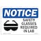 Signmission OSHA Sign, Safety Glasses Required In Lab With Symbol, 18in X 12in Aluminum, 18" W, 12" H, Landscape OS-NS-A-1218-L-18181 - alternate 1